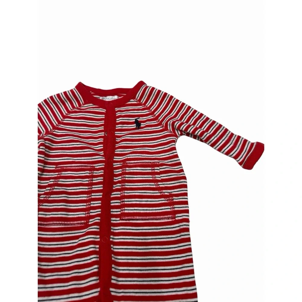 Ralph Lauren Baby One Piece Long Sleeve Red  Embroider Logo 3 Month